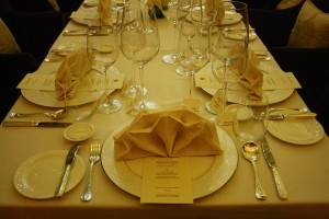 The table set for dinner – Ritz-Carlton Bangalore