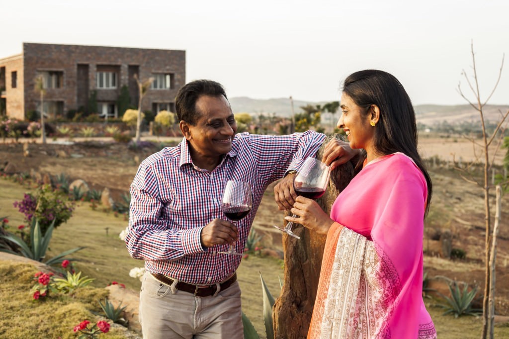 Krishna Prasad and Uma Chigurupati at the KRSMA winery