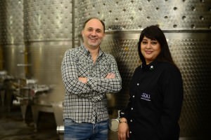 Winemaker Andrea Valentinuuzi and Shaambhavi Hingorani