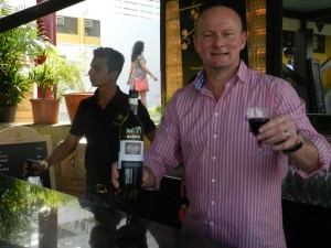 Nicke Pringle tends bar with Hardy’s wines at the SulaFest