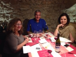 Tasting the Isavel Ferrando Colombis Chateauneuf du Pape 2011 with Dominique and Lionel Michelin in their cellar