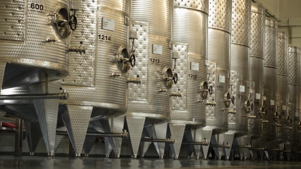 Steel and more: Giant stainless steel tanks dominate the new winery