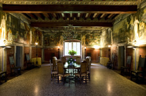  Villa Margon - salon of Charles V where we had our sit-down lunch. Note the fabulous frescoes on the walls
