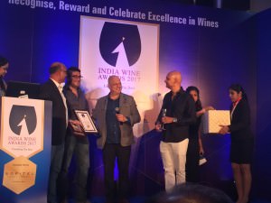 Sula collects the award for Best Indian Sparkling wine. Winemaker Ajoy Shaw and Rajeev Samant with Rahul Akerkar and Sonal Holland