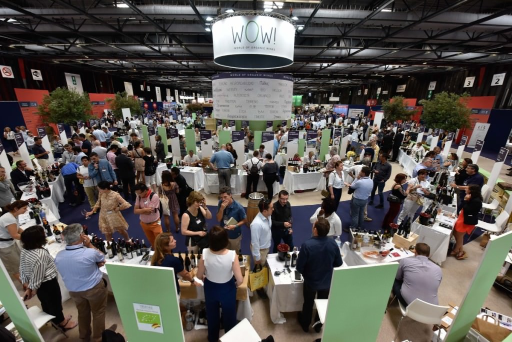 A view of the WOW! (World of Organic Wine!) section at Vinexpo 2017